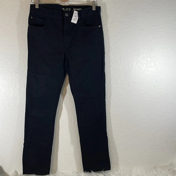 THE CHILDREN’S PLACE Husky Boys Skinny Black Wash Denim Jeans Size 14 NEW - Picture 1 of 12